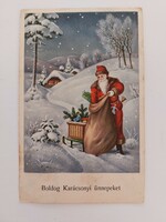 Régi karácsonyi képeslap Mikulás