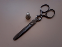 Beautiful old scissors with thimble