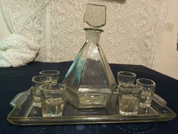 Old art deco glass liqueur set with tray for sale!