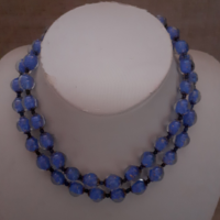 Retro two-row beautiful blue Murano glass necklace with gold-plated jewelry switch