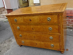 Antique inlaid foam leather Biedermeier chest of drawers renovated around 1850-60 !!!
