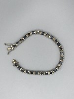 Nice old 925 marked black tennis bracelet (hematite?) Marked silver bracelet decorated with stones