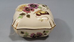 Zsolnay hand-painted butterfly jewelry box, bonbonier