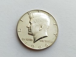 Kennedy ezüst fél dollár 1966.