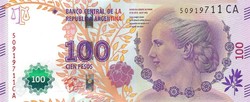 Argentina 100 pesos, 2016, unc banknote