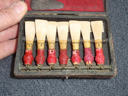 Old instrument part old oboe whistle set in box about 100 years old German woodwind instrument whistle