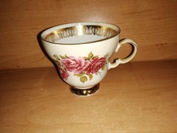 Rózsa mintás aranyozott porcelán csésze (39/d)
