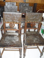 6 pcs of tin German style leather chairs - in one