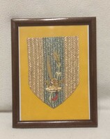 Coat of arms of Újfehértó with straw technique (17 x 23 cm + frame)