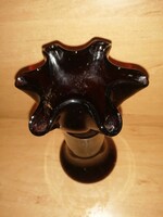Burgundy glass vase with frilled mouth -22 cm (7/d)