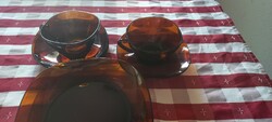 Vereco France tea set 2 pcs + 3 coasters, a deep plate and a small plate in one