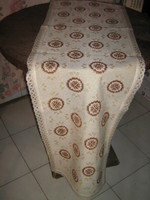 Beautiful hand embroidered lacy edged elegant woven tablecloth running