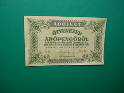 50,000 Tax stamp 1946 with serial number, watermarked ap