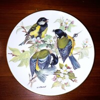 "Kohlmeise "  (káposzta cinege),.Tirschenreuth ,madaras, német porcelán fali tányér, falidísz. Sorsz