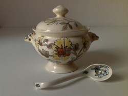 Antique Zsolnay sugar bowl - mustard