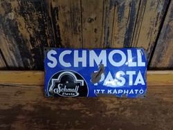 Schmoll pasta reklám zománc tábla, régi cipőpasztás zománctábla, szép dekorációs tárgy, reklám