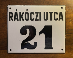 Rákóczi utca 21 - house number plate (enamel plate, enamel plate)