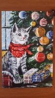 Karácsonyi képeslap, kép ( cica)