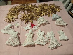 Christmas decorations crocheted and straw 28 pcs in one