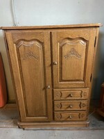 Small cabinet - oak with carved stone front
