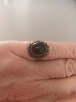 Old silver handmade ring with onyx and marcasite stones for sale!