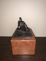 Rarity!!! Red marble-based sculpture depicting a modern human figure