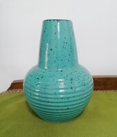 Retro Tófej kerámia, türkiz színű pocakos váza