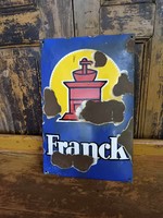 Franck kávé zománc tábla, sérült, de dekorációként még jó lehet, reklámtábla, 20. század első fele