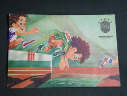 Képeslap,Postcard,Romania Bucuresti - Universiada 1981,nyári sportverseny,grafikai rajzos, atlétika