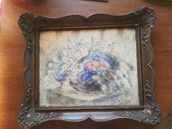Akvarell Blondel kerettel 48x38 szignózott