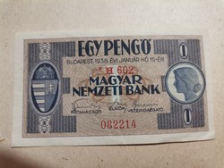 Egy pengő papírpénz 1938 évi