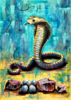 Kobra - akrilfestmény - 70 x 50 cm (vegyes technika)