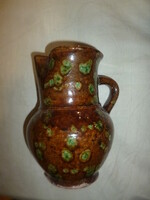 Antique folk glazed earthenware jug