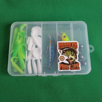 New, 27-piece fishing bait set in a box - wobbler, rubber fish, hook - 14.