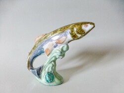 Rare retro porcelain fish, jumping trout with nice painting
