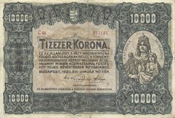 10000 korona 1920 eredeti állapot 1.