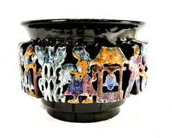 Art deco Steig Szekszárd scenic ceramic bowl!