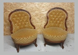Gyönyörű Neo barokk antik kisasszonyfotel új kárpittal fotelek párban - 2 db