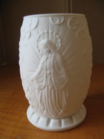 Virgin Mary of Guadalupe, Mexico, biscuit porcelain candle holder party lite