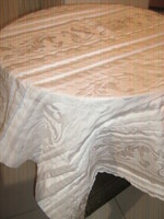 Beautiful silk woven white baroque leaf pattern tablecloth