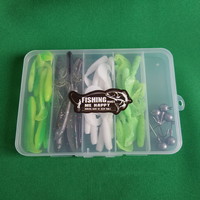 New, 45-piece fishing bait set in a box - rubber fish, hook - 24.