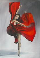 Piros ruhás ballerina