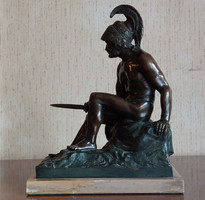 Bronze statue of the Greek warrior Ajax, on a marble plinth