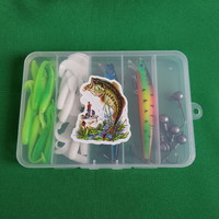 New 27-piece fishing bait set in a box - wobbler, rubber fish, hook - 17.