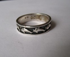 Retro silver ring with dolphins, large size, new!