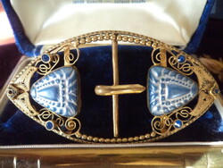 Antique filigree jeweled belt buckle