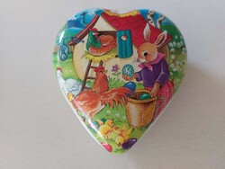 Retro húsvéti papírmasé szív alakú nyuszis doboz