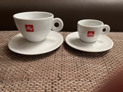 Illy coffee sets in two sizes, designed by matteo thun, cappuccino and espresso, with bottom, perfect