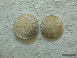 Ausztria ezüst 50 schilling 1963 - 25 schilling 1957