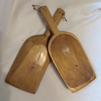 2 flour shovels / crop shovels, hand-carved wood